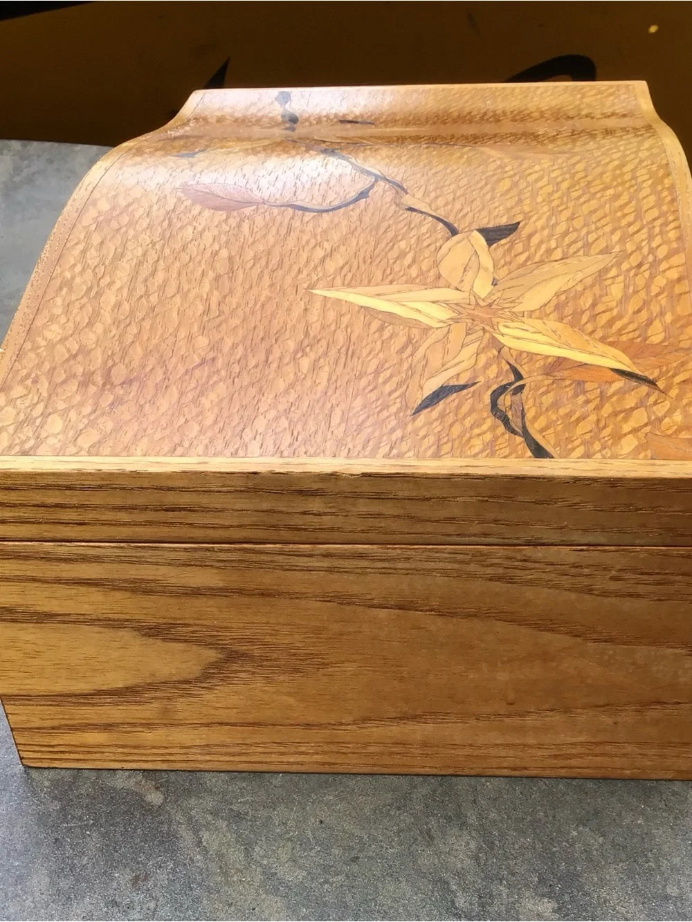 Handcrafted Large Wood Jewelry Box with Floral Inlay